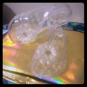 Toddler girls flower rhinestone jellies
